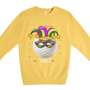 Mardi Gras Golf Costume Mardi Gras Jester Hat Golf Lover Premium Crewneck Sweatshirt