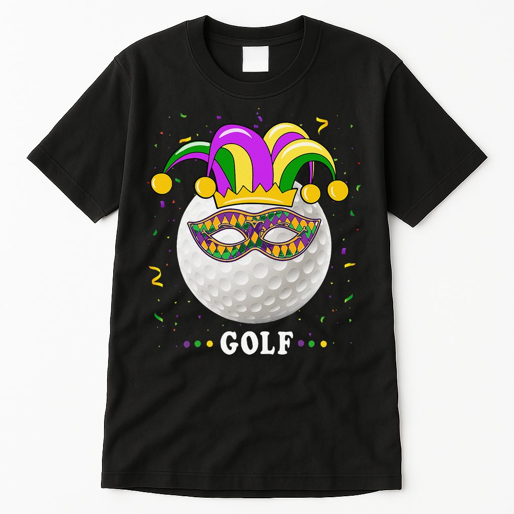 Mardi Gras Golf Costume Mardi Gras Jester Hat Golf Lover Tall T-Shirt