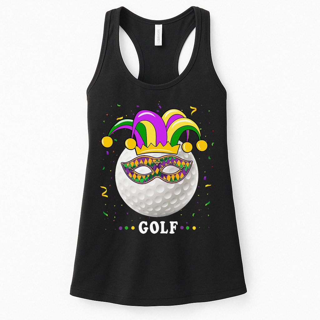 Mardi Gras Golf Costume Mardi Gras Jester Hat Golf Lover Womens Tank Top