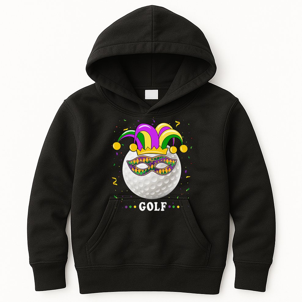 Mardi Gras Golf Costume Mardi Gras Jester Hat Golf Lover Kids Hoodie