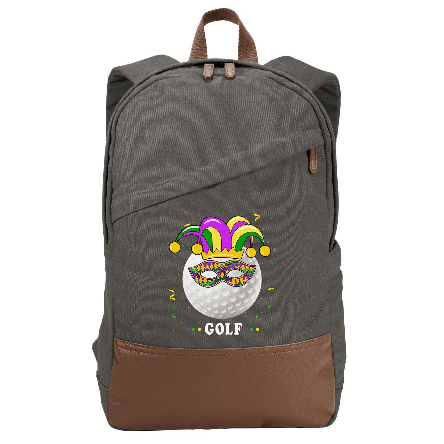 Mardi Gras Golf Costume Mardi Gras Jester Hat Golf Lover Cotton Canvas Backpack