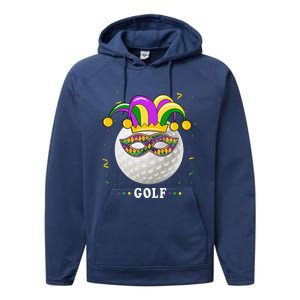 Mardi Gras Golf Costume Mardi Gras Jester Hat Golf Lover Performance Fleece Hoodie