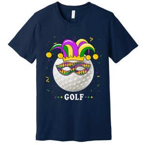 Mardi Gras Golf Costume Mardi Gras Jester Hat Golf Lover Premium T-Shirt