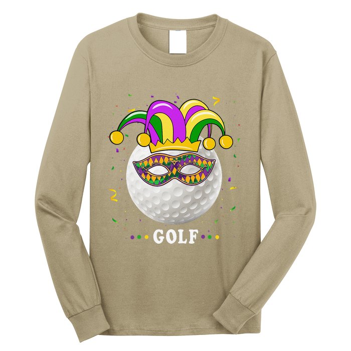 Mardi Gras Golf Costume Mardi Gras Jester Hat Golf Lover Long Sleeve Shirt