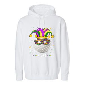 Mardi Gras Golf Costume Mardi Gras Jester Hat Golf Lover Garment-Dyed Fleece Hoodie