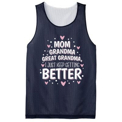 Mom Grandma Great Grandma, I Just Keep Getting Better Mesh Reversible Basketball Jersey Tank