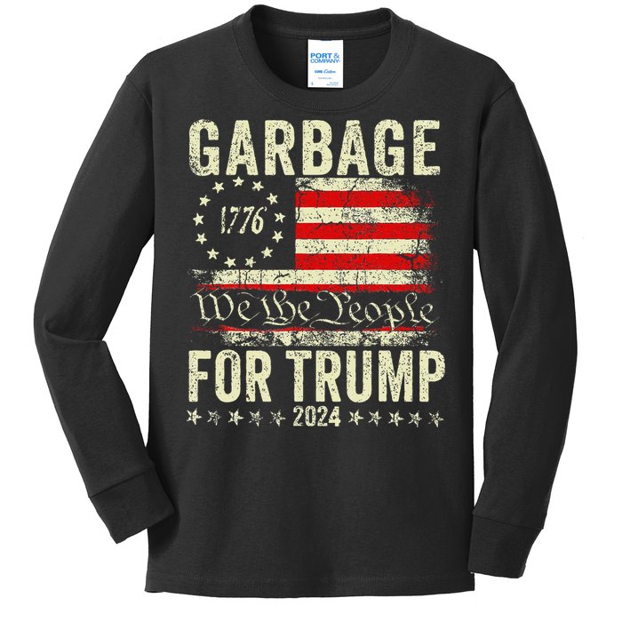 Make Garbage Great Again Garbage For Trump 2024 Gift Kids Long Sleeve Shirt