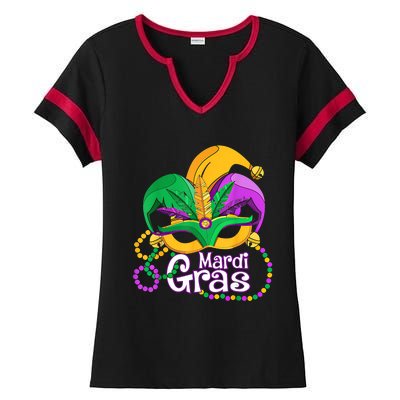 Mardi Gras Great Gift Flamingo Carnival Costume Gift Ladies Halftime Notch Neck Tee