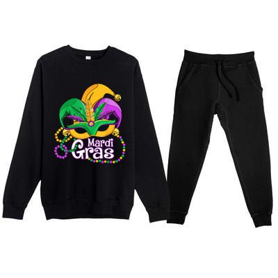 Mardi Gras Great Gift Flamingo Carnival Costume Gift Premium Crewneck Sweatsuit Set