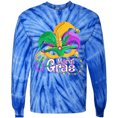 Mardi Gras Great Gift Flamingo Carnival Costume Gift Tie-Dye Long Sleeve Shirt