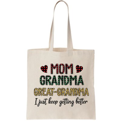 Mom Grandma Great Grandma I Just Keep Getting Better Leopard Bag