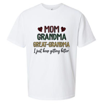 Mom Grandma Great Grandma I Just Keep Getting Better Leopard Sueded Cloud Jersey T-Shirt