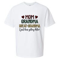 Mom Grandma Great Grandma I Just Keep Getting Better Leopard Sueded Cloud Jersey T-Shirt