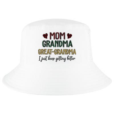 Mom Grandma Great Grandma I Just Keep Getting Better Leopard Cool Comfort Performance Bucket Hat