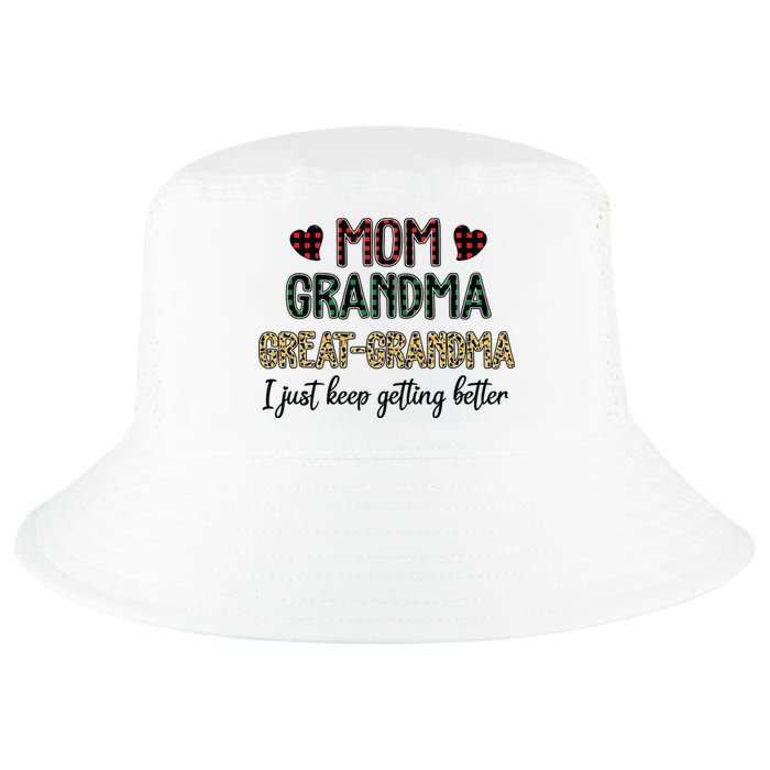 Mom Grandma Great Grandma I Just Keep Getting Better Leopard Cool Comfort Performance Bucket Hat