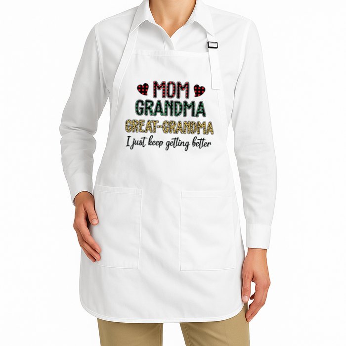 Mom Grandma Great Grandma I Just Keep Getting Better Leopard Apron