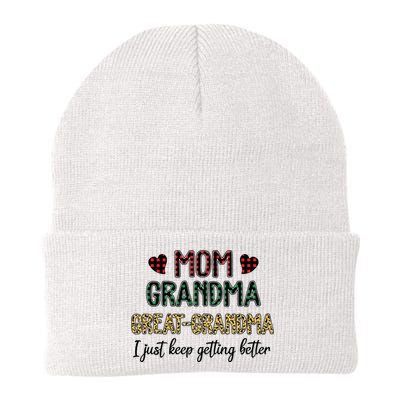 Mom Grandma Great Grandma I Just Keep Getting Better Leopard Beanie