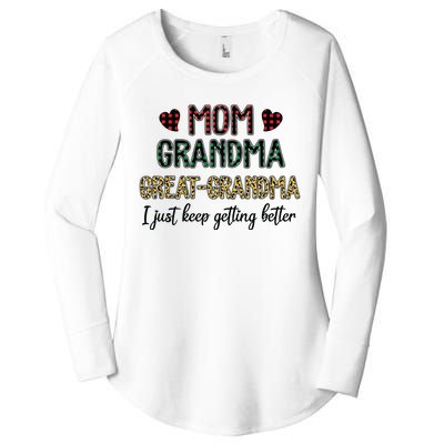 Mom Grandma Great Grandma I Just Keep Getting Better Leopard Women's Perfect Tri Tunic Long Sleeve Shirt