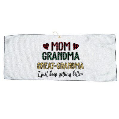 Mom Grandma Great Grandma I Just Keep Getting Better Leopard Large Microfiber Waffle Golf Towel