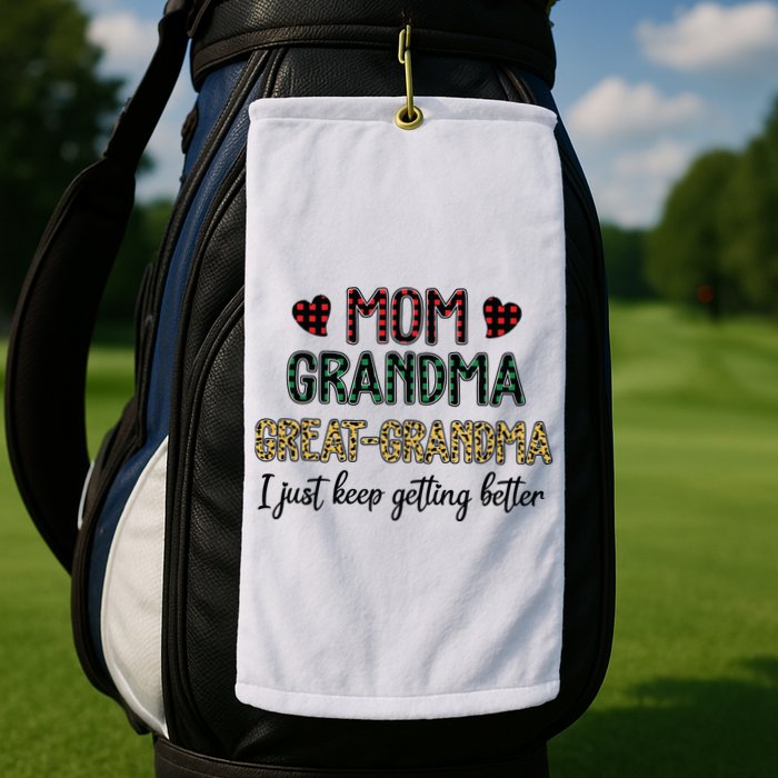 Mom Grandma Great Grandma I Just Keep Getting Better Leopard Golf Towel