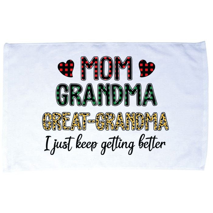 Mom Grandma Great Grandma I Just Keep Getting Better Leopard Microfiber Hand Towel