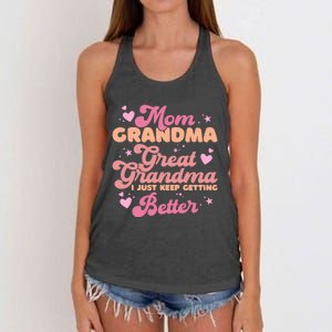 Mom Grandma Great Grandma I Just Keep Getting Better Women's Knotted Racerback Tank