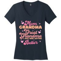 Mom Grandma Great Grandma I Just Keep Getting Better Women's V-Neck T-Shirt