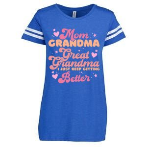 Mom Grandma Great Grandma I Just Keep Getting Better Enza Ladies Jersey Football T-Shirt