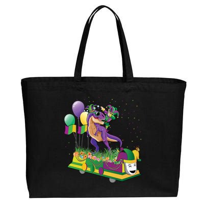 Mardi Gras Gift Dabbing Joker T Rex Dinosaur Gift Cotton Canvas Jumbo Tote