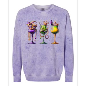 Mardi Gras Glass Funny Drinking Wine Festival Parade Colorblast Crewneck Sweatshirt