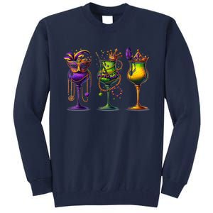 Mardi Gras Glass Funny Drinking Wine Festival Parade Tall Sweatshirt