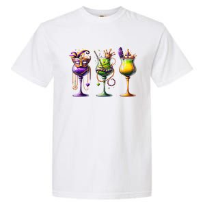 Mardi Gras Glass Funny Drinking Wine Festival Parade Garment-Dyed Heavyweight T-Shirt