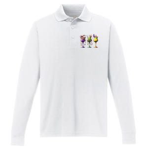 Mardi Gras Glass Funny Drinking Wine Festival Parade Performance Long Sleeve Polo