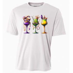 Mardi Gras Glass Funny Drinking Wine Festival Parade Cooling Performance Crew T-Shirt