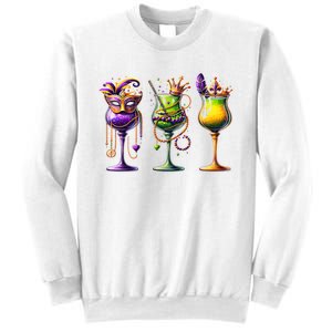 Mardi Gras Glass Funny Drinking Wine Festival Parade Sweatshirt