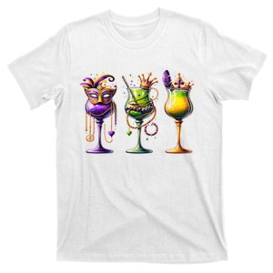 Mardi Gras Glass Funny Drinking Wine Festival Parade T-Shirt