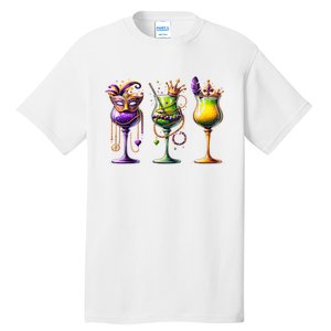 Mardi Gras Glass Funny Drinking Wine Festival Parade Tall T-Shirt