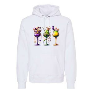 Mardi Gras Glass Funny Drinking Wine Festival Parade Premium Hoodie