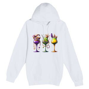 Mardi Gras Glass Funny Drinking Wine Festival Parade Premium Pullover Hoodie