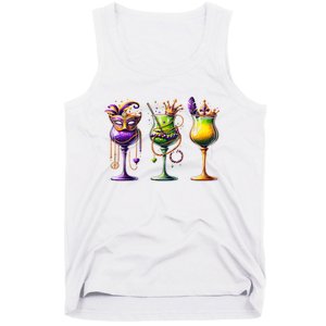 Mardi Gras Glass Funny Drinking Wine Festival Parade Tank Top