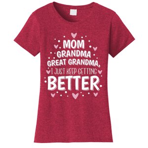 Mom Grandma Great Grandma, I Just Keep Getting Better Women's T-Shirt