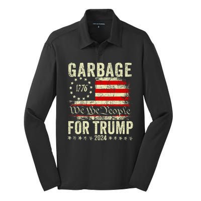 Make Garbage Great Again Garbage For Trump 2024 Silk Touch Performance Long Sleeve Polo