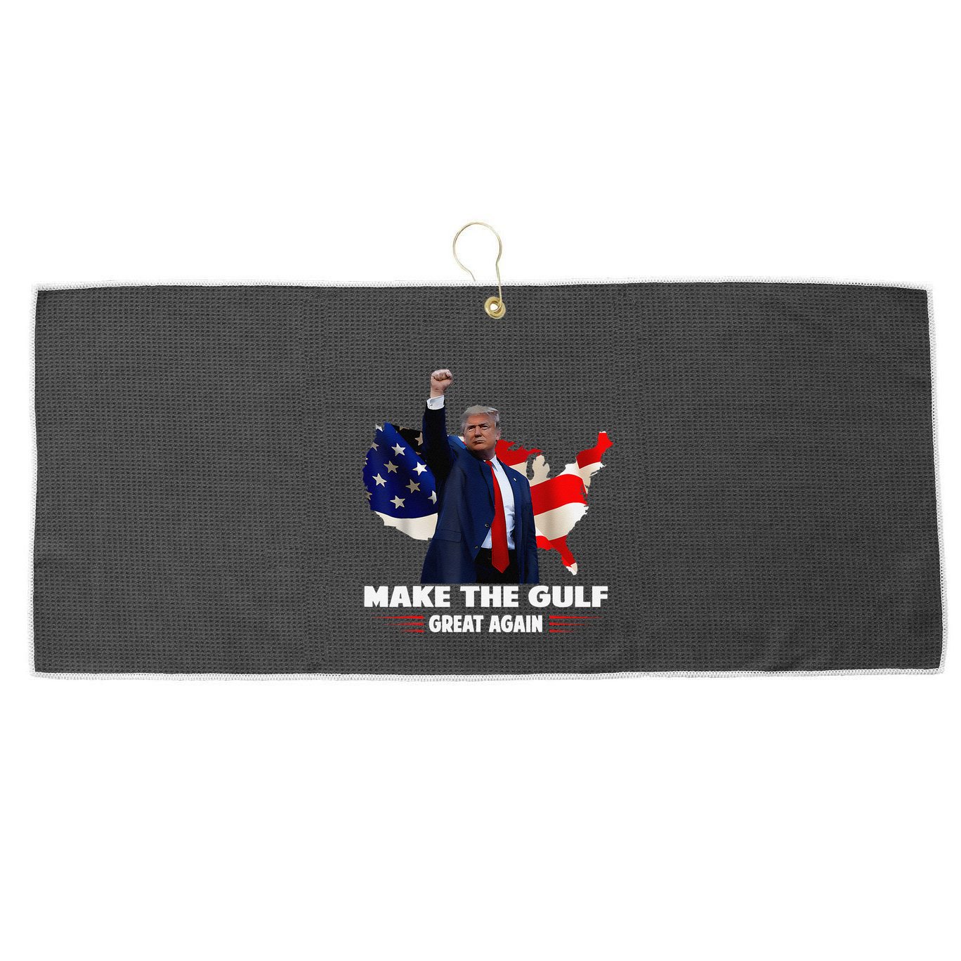 Make Gulf Great Again Funny Trump Gulf Of Mexico Large Microfiber Waffle Golf Towel