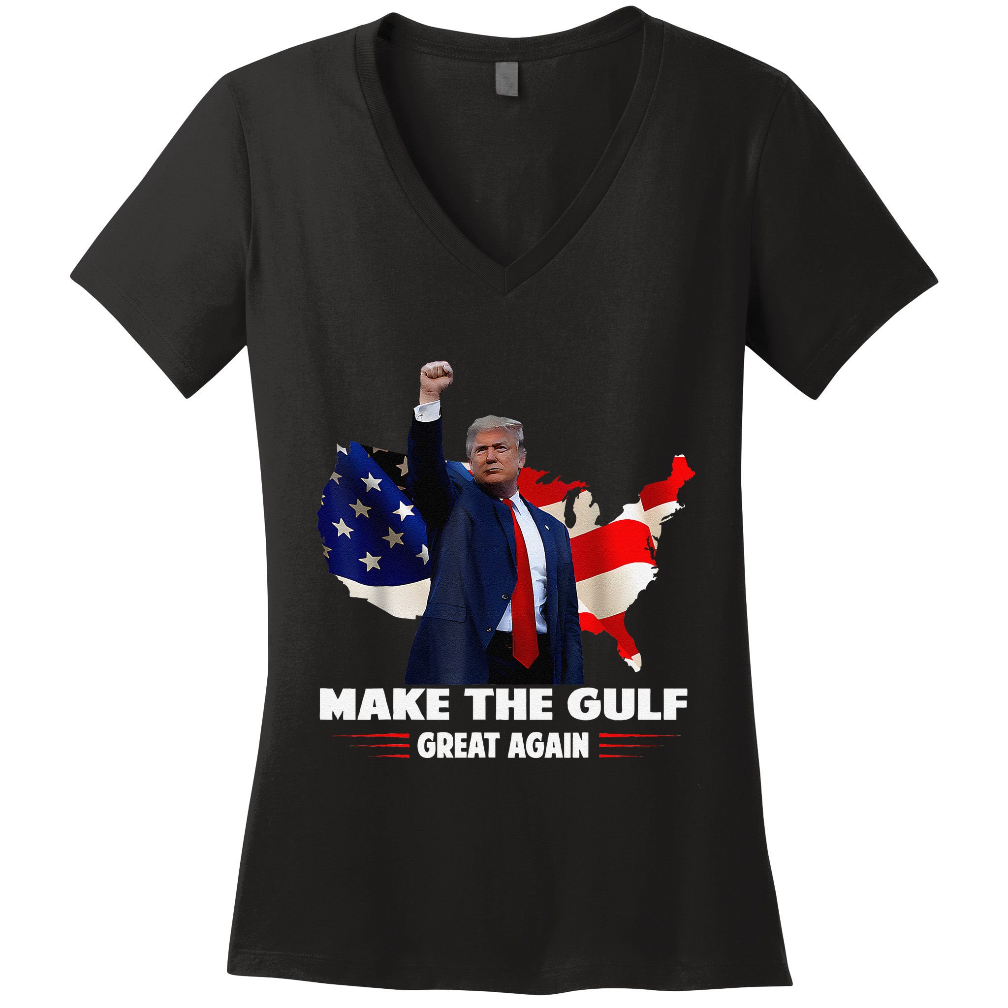 Make Gulf Great Again Funny Trump Gulf Of Mexico Women's V-Neck T-Shirt