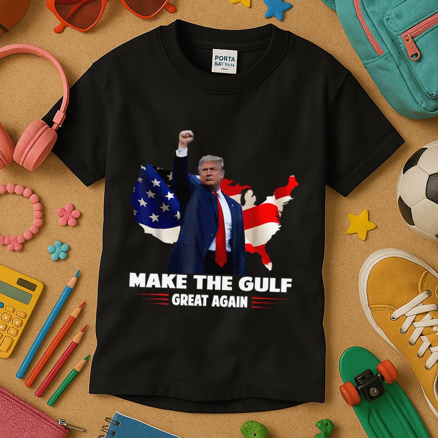 Make Gulf Great Again Funny Trump Gulf Of Mexico Kids T-Shirt