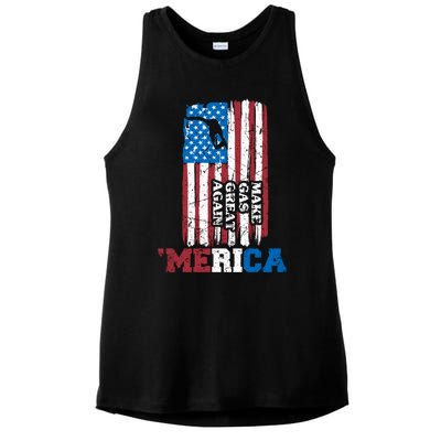 Make Gas Great Again Merica Petrol Pump Us Flag Great Gift Ladies PosiCharge Tri-Blend Wicking Tank