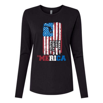 Make Gas Great Again Merica Petrol Pump Us Flag Great Gift Womens Cotton Relaxed Long Sleeve T-Shirt