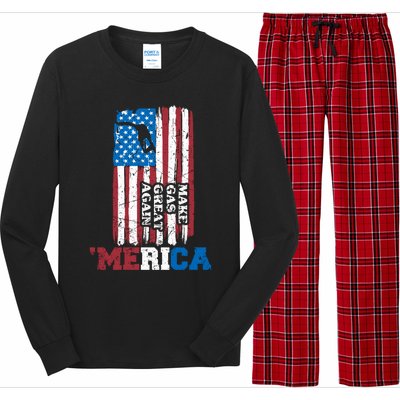 Make Gas Great Again Merica Petrol Pump Us Flag Great Gift Long Sleeve Pajama Set