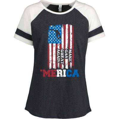 Make Gas Great Again Merica Petrol Pump Us Flag Great Gift Enza Ladies Jersey Colorblock Tee