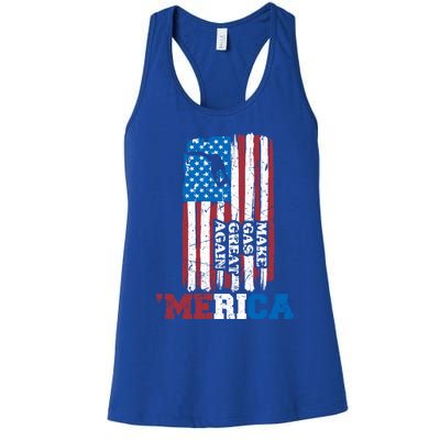 Make Gas Great Again Merica Petrol Pump Us Flag Great Gift Women's Racerback Tank